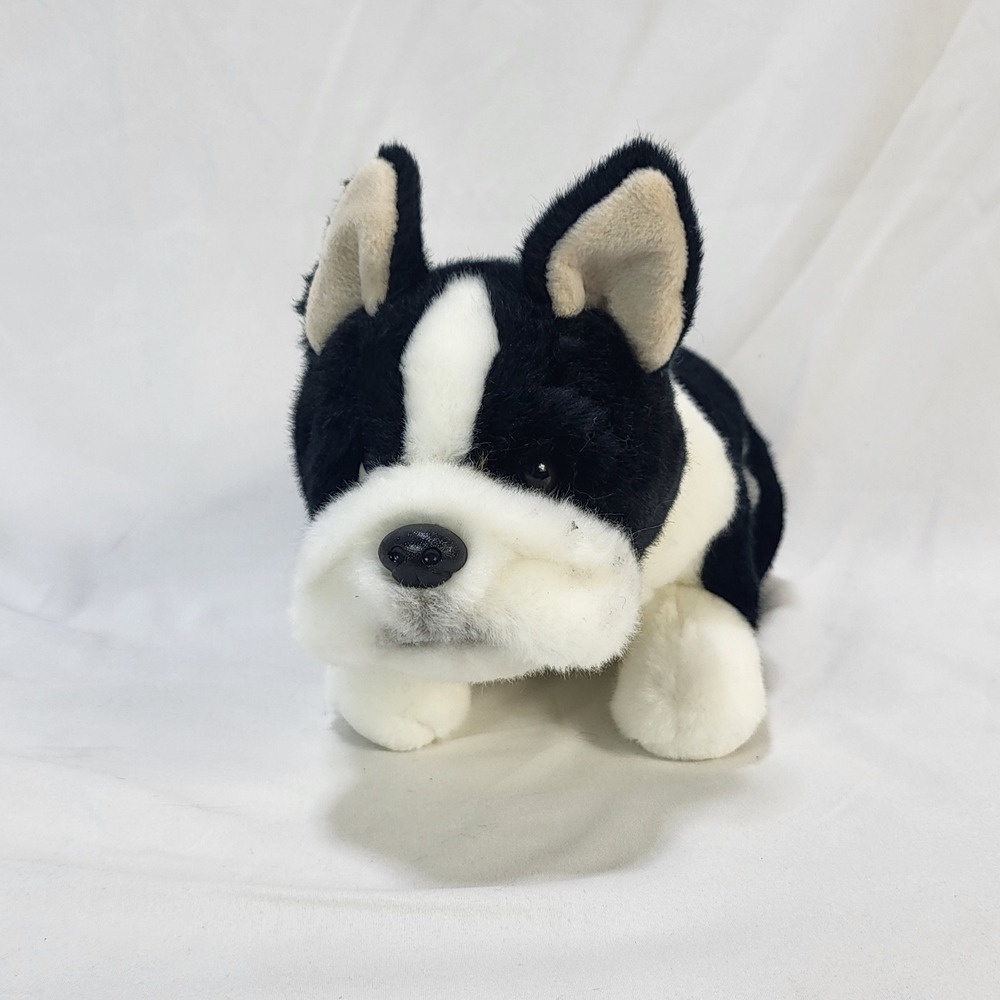 Russ French Bulldog Stuffed Plush Puppy Gracie Seated Black & White Dog